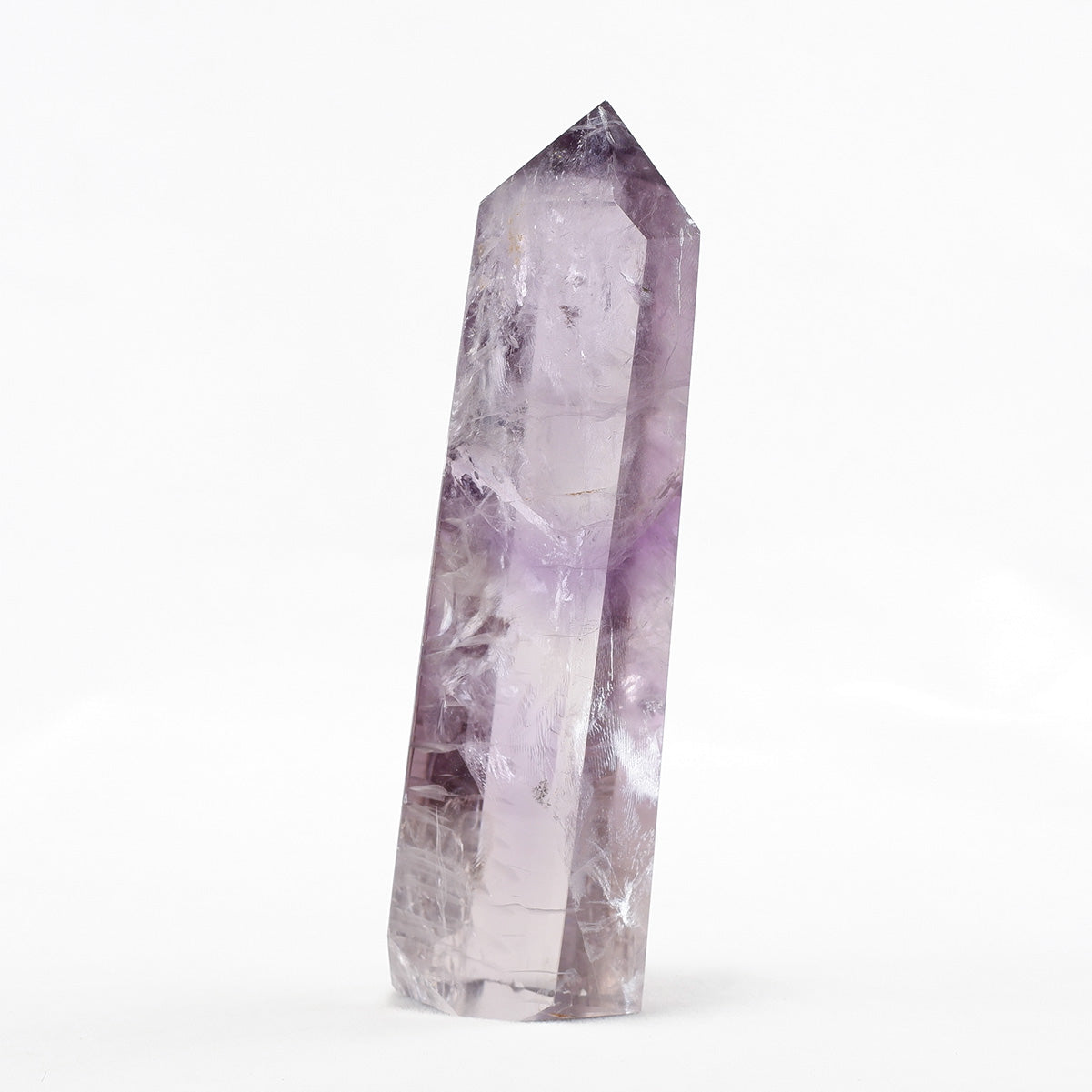 水晶ポイント　アメジスト　天然石　六角柱 アメジスト(紫水晶)ポイント六角柱 - 約16cm【台座付】 | 天然石置物類
