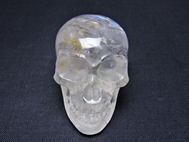 水晶 置物 ドクロ スカル 虹入り 一点物 145-1888