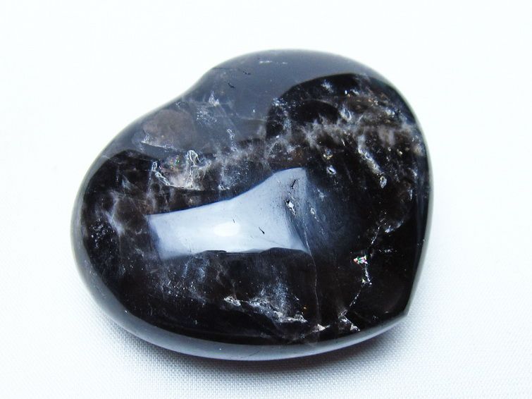 モリオン 置物 ハート 黒水晶 一点物 145-1958