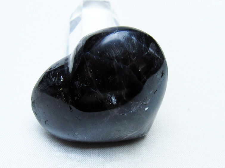 モリオン 置物 ハート 黒水晶 一点物 145-2003