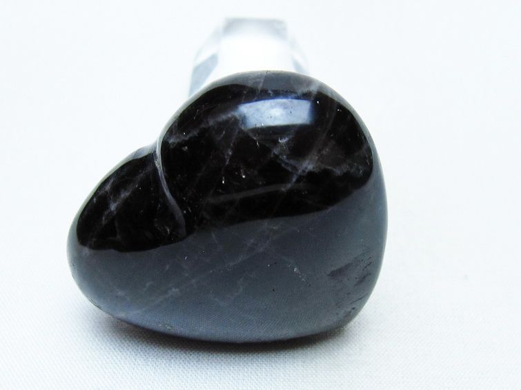 モリオン 置物 ハート 黒水晶 一点物 145-2015