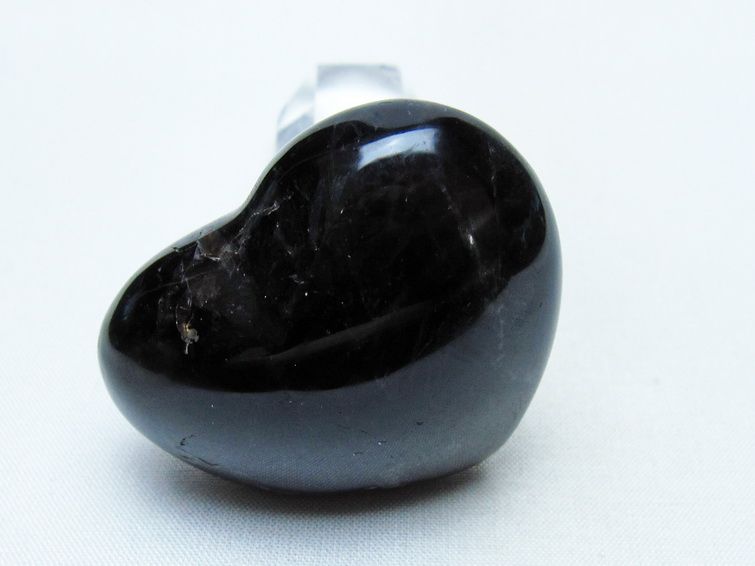 モリオン 置物 ハート 黒水晶 一点物 145-2054