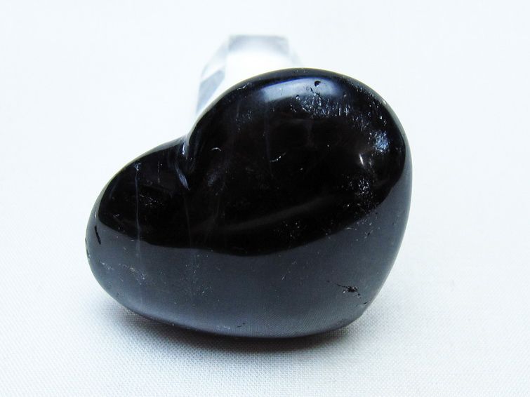 モリオン 置物 ハート 黒水晶 一点物 145-2061