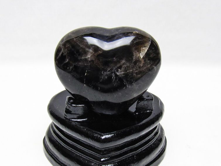 モリオン 置物 ハート 黒水晶 一点物 台座付属 145-2087