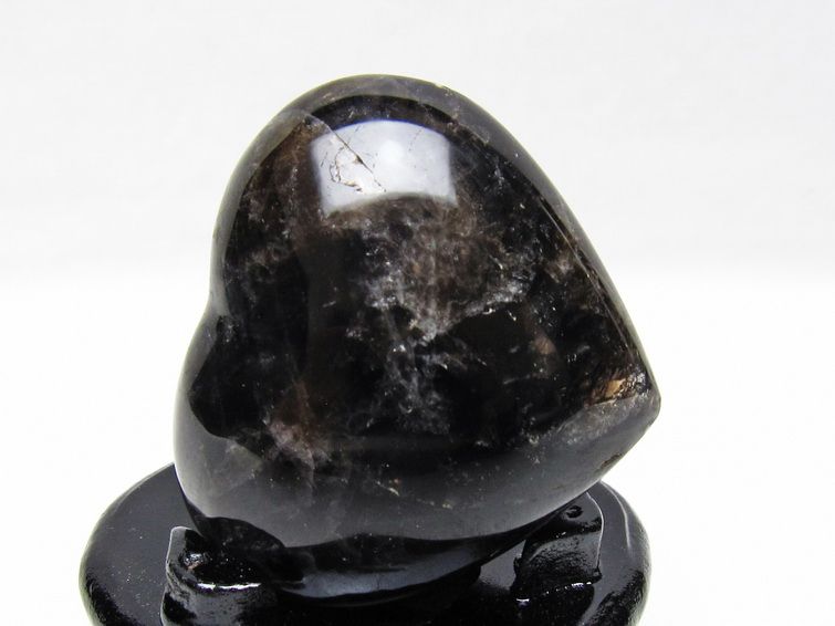 モリオン 置物 ハート 黒水晶 一点物 台座付属 145-2087