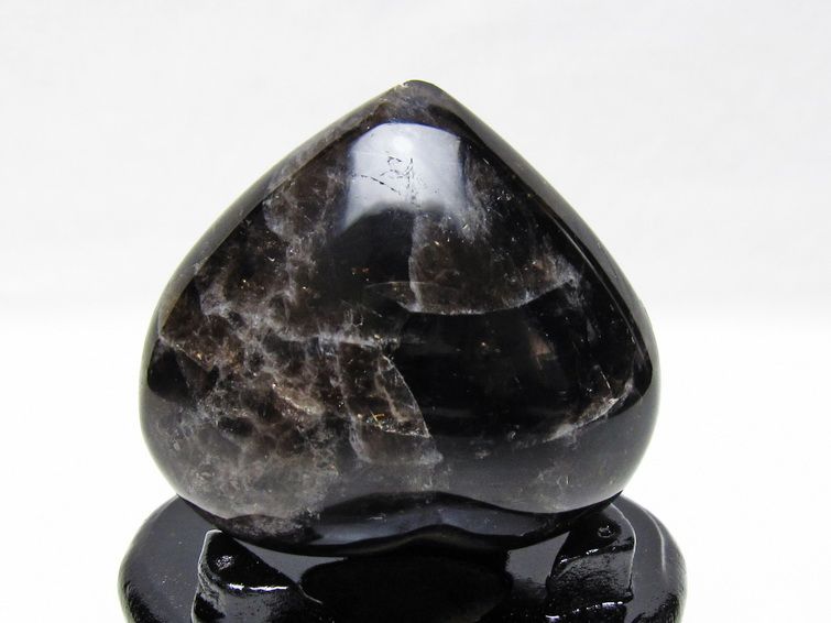 モリオン 置物 ハート 黒水晶 一点物 台座付属 145-2087