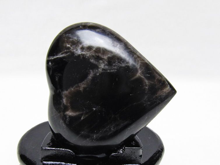 モリオン 置物 ハート 黒水晶 一点物 台座付属 145-2088