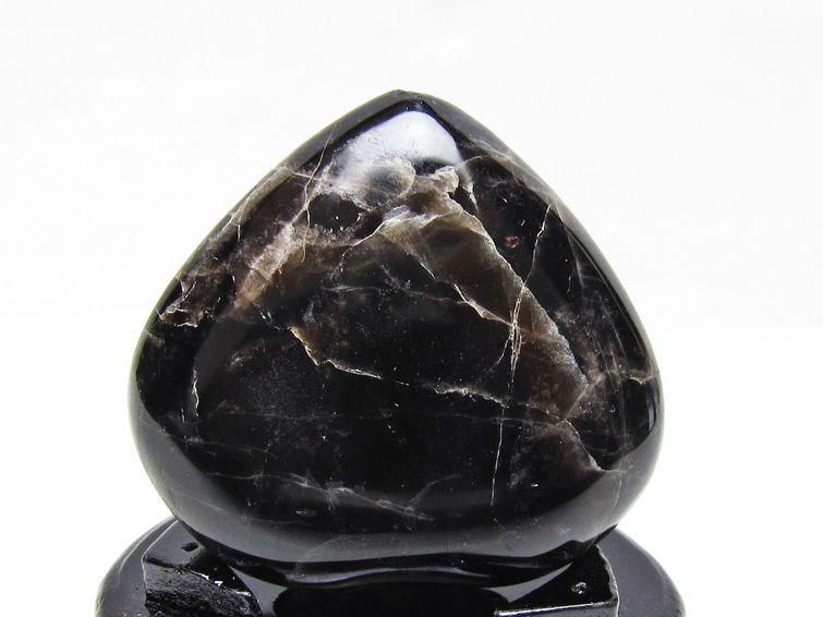 モリオン 置物 ハート 黒水晶 一点物 台座付属 145-2089