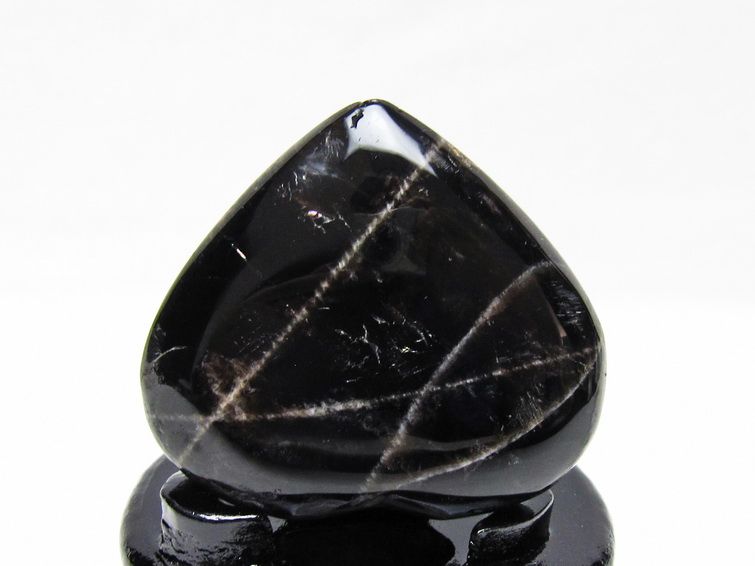 モリオン 置物 ハート 黒水晶 一点物 台座付属 145-2090