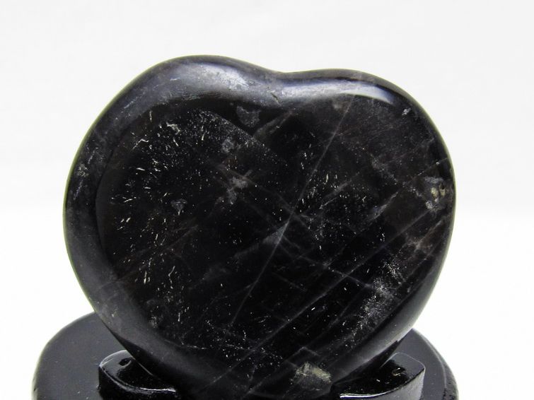 モリオン 置物 ハート 黒水晶 一点物 台座付属 145-2094