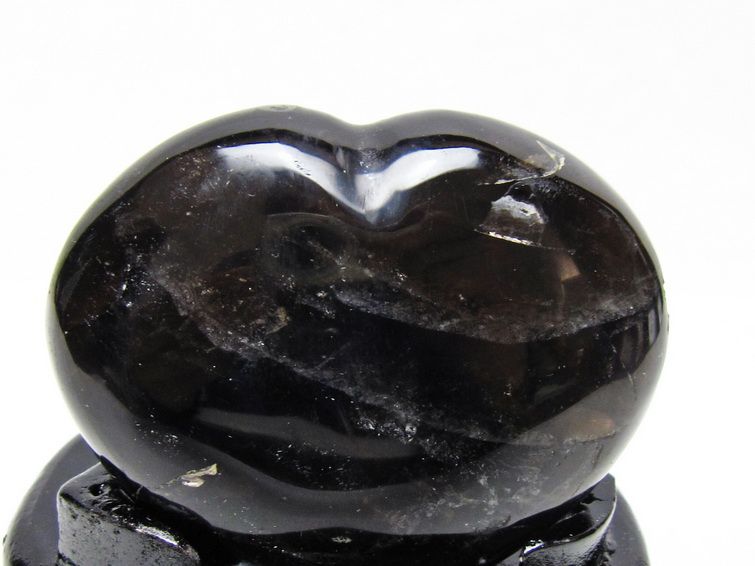 モリオン 置物 ハート 黒水晶 一点物 台座付属 145-2095