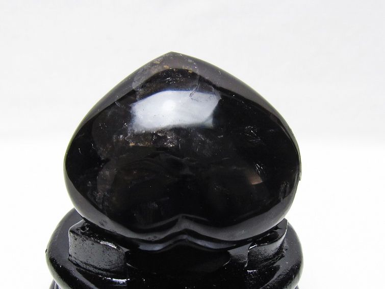 モリオン 置物 ハート 黒水晶 一点物 台座付属 145-2095