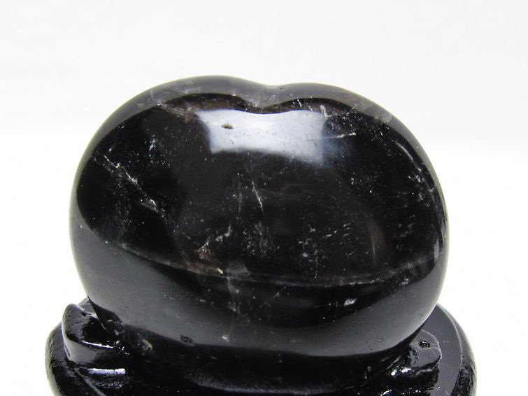 モリオン 置物 ハート 黒水晶 一点物 台座付属 145-2096