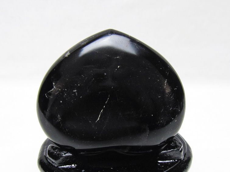 モリオン 置物 ハート 黒水晶 一点物 台座付属 145-2097