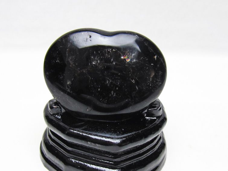 モリオン 置物 ハート 黒水晶 一点物 台座付属 145-2098