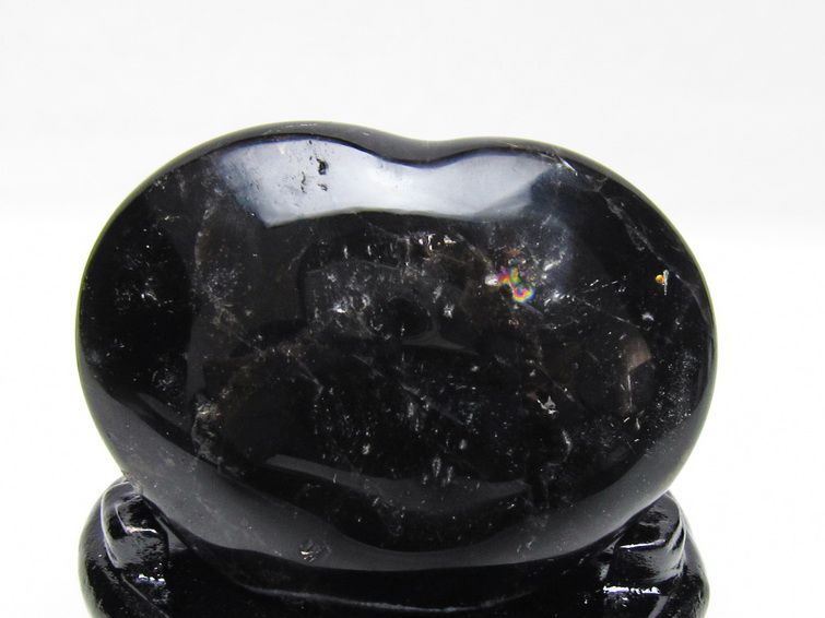 モリオン 置物 ハート 黒水晶 一点物 台座付属 145-2098