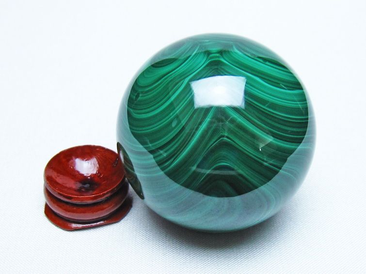 マラカイト 丸玉 52mm スフィア 置物 一点物 151-10197