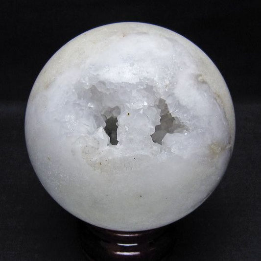 水晶 笑口 丸玉 83mm ジオード 置物 原石 一点物 151-10498