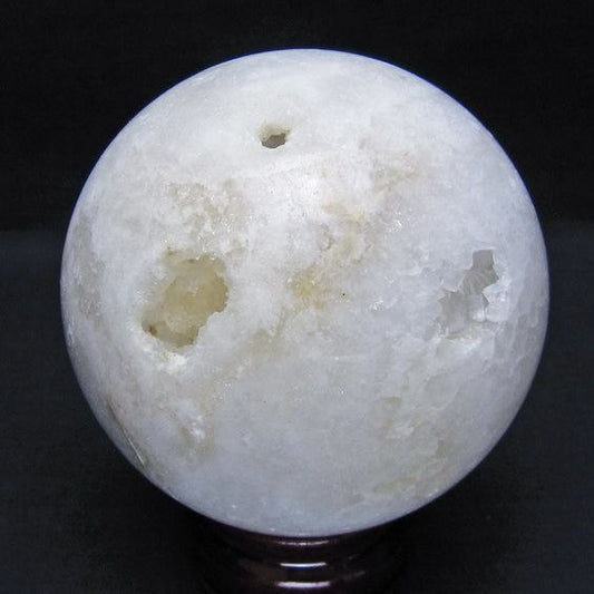 水晶 笑口 丸玉 85mm ジオード 置物 原石 一点物 151-10499