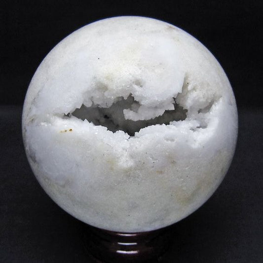 水晶 笑口 丸玉 91mm ジオード 置物 原石 一点物 151-10501