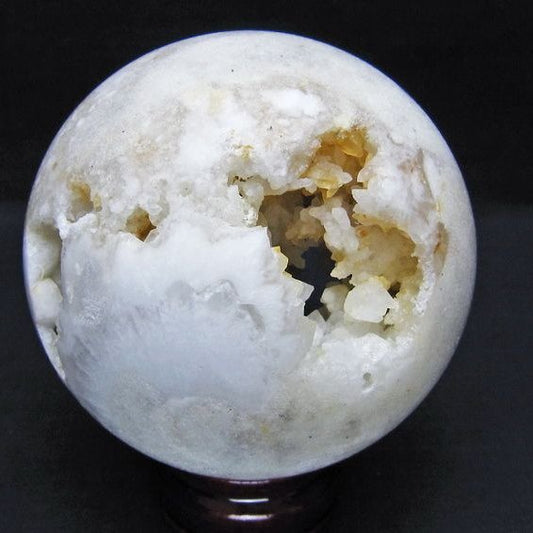 水晶 笑口 丸玉 91mm ジオード 置物 原石 一点物 151-10506