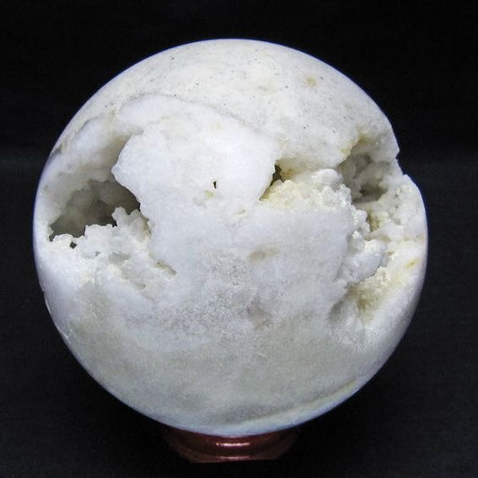 水晶 笑口 丸玉 83mm ジオード 置物 原石 一点物 151-10508