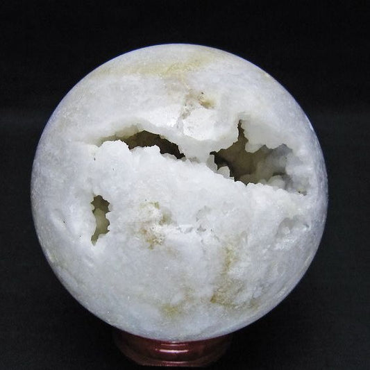水晶 笑口 丸玉 74mm ジオード 置物 原石 一点物 151-10512