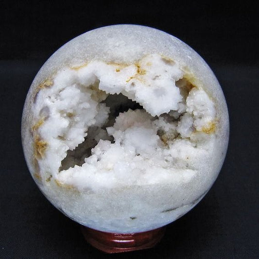 水晶 笑口 丸玉 73mm ジオード 置物 原石 一点物 151-10514