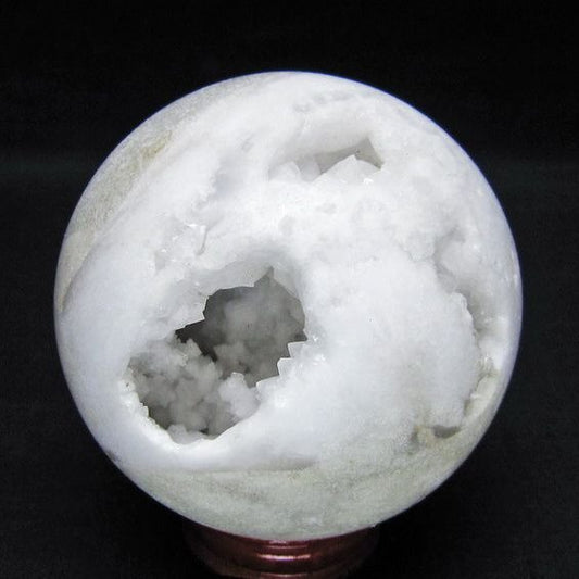 水晶 笑口 丸玉 71mm ジオード 置物 原石 一点物 151-10515