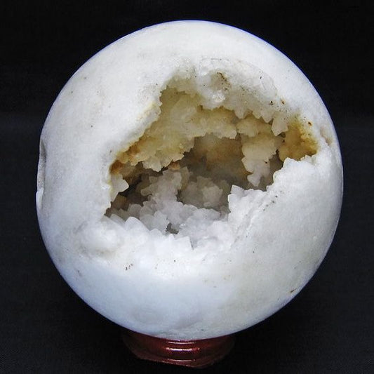 水晶 笑口 丸玉 83mm ジオード 置物 原石 一点物 151-10520