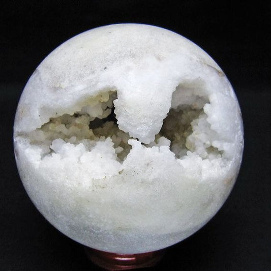 水晶 笑口 丸玉 83mm ジオード 置物 原石 一点物 151-10521