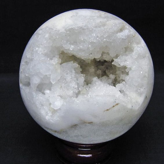 水晶 笑口 丸玉 88mm ジオード 置物 原石 一点物 151-10526