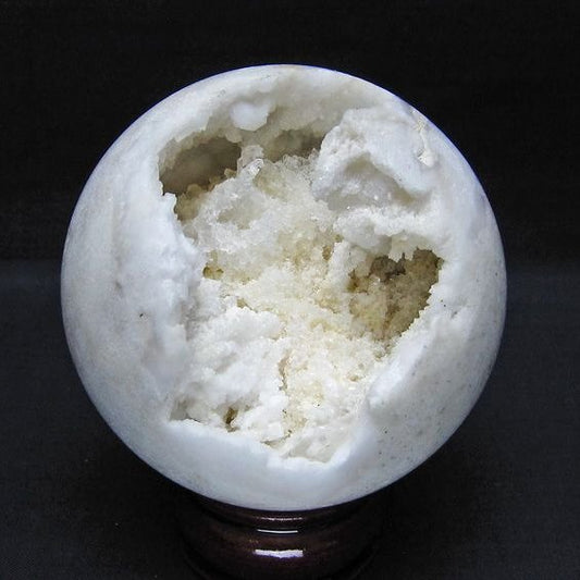 水晶 笑口 丸玉 86mm ジオード 置物 原石 一点物 151-10527