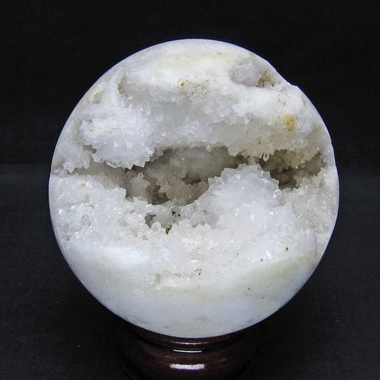 水晶 笑口 丸玉 84mm ジオード 置物 原石 一点物 151-10528