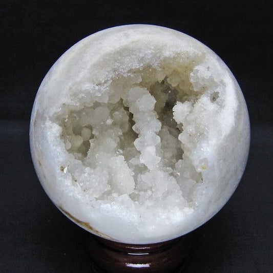 水晶 笑口 丸玉 84mm ジオード 置物 原石 一点物 151-10529