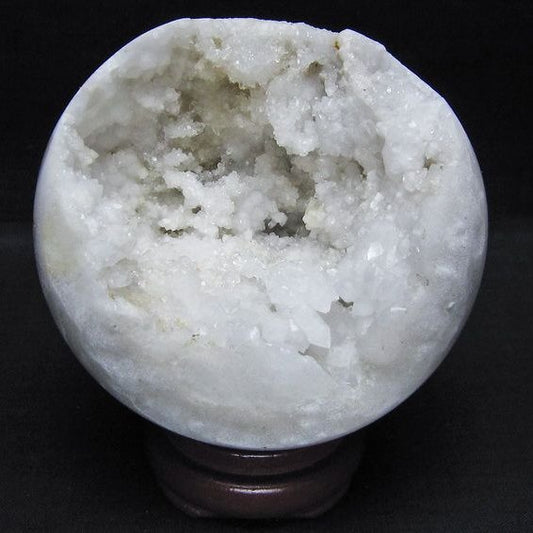水晶 笑口 丸玉 97mm ジオード 置物 原石 一点物 151-10531