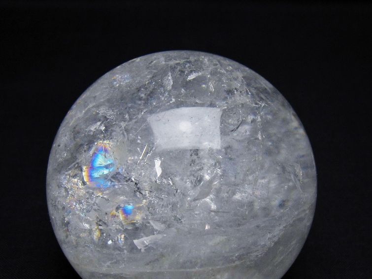 水晶 丸玉 虹入り 68mm 水晶玉 球体 玉 浄化用水晶 crystal quartz インテリア すいしょう 一点物 151-7857