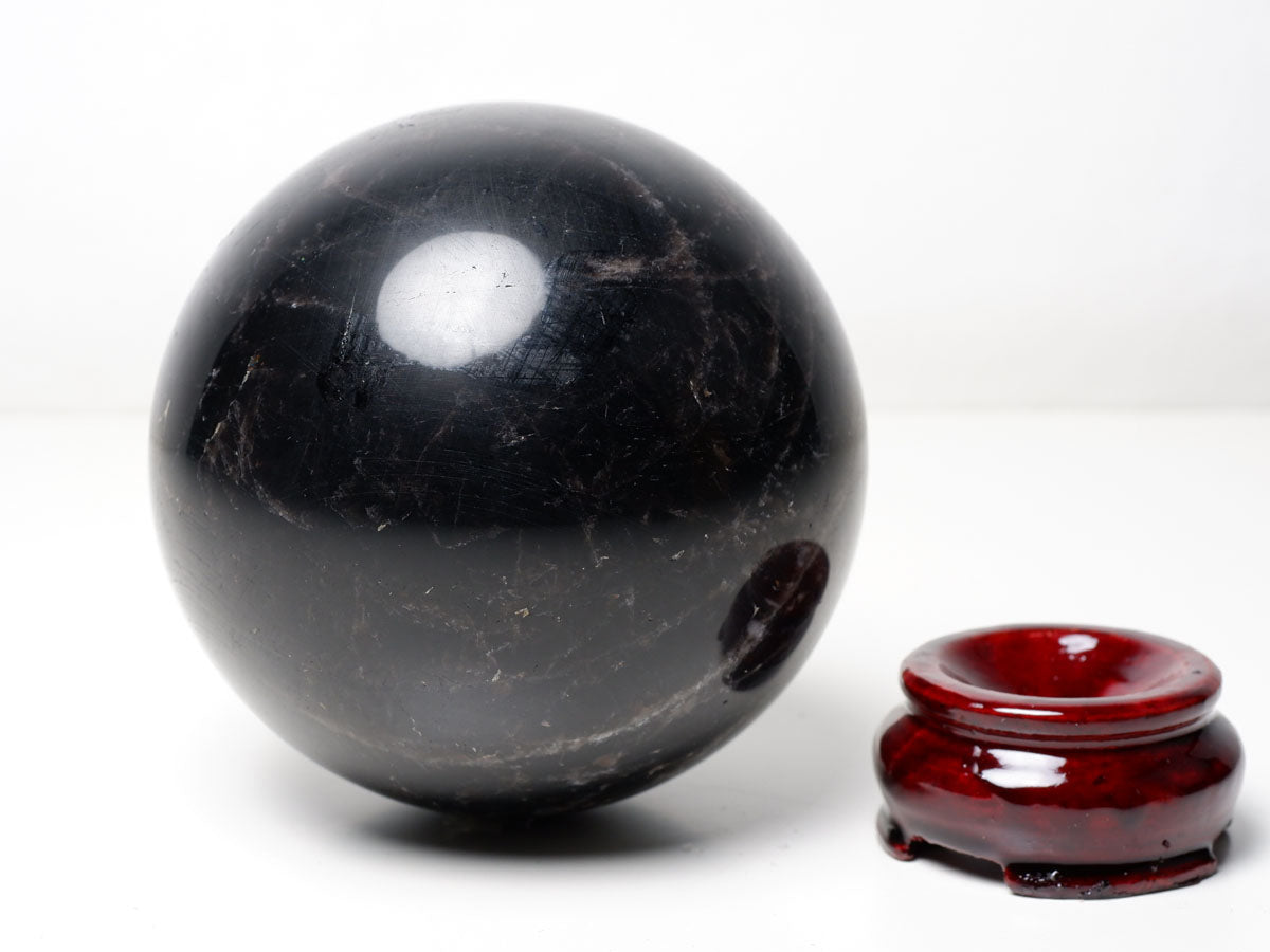 1Kg モリオン 丸玉 90mm 黒水晶 丸玉 モリオン スフィア 一点物 151