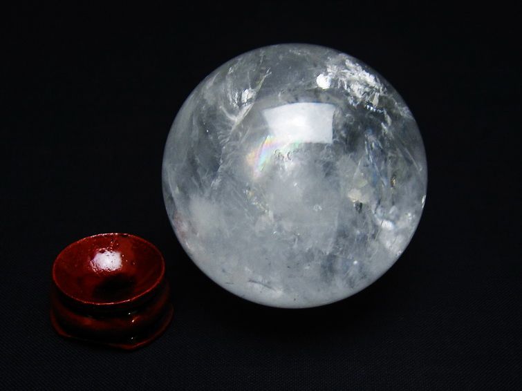 水晶 丸玉 虹入り 54mm スフィア 置物 水晶玉 一点物 151-8701 [sold out]