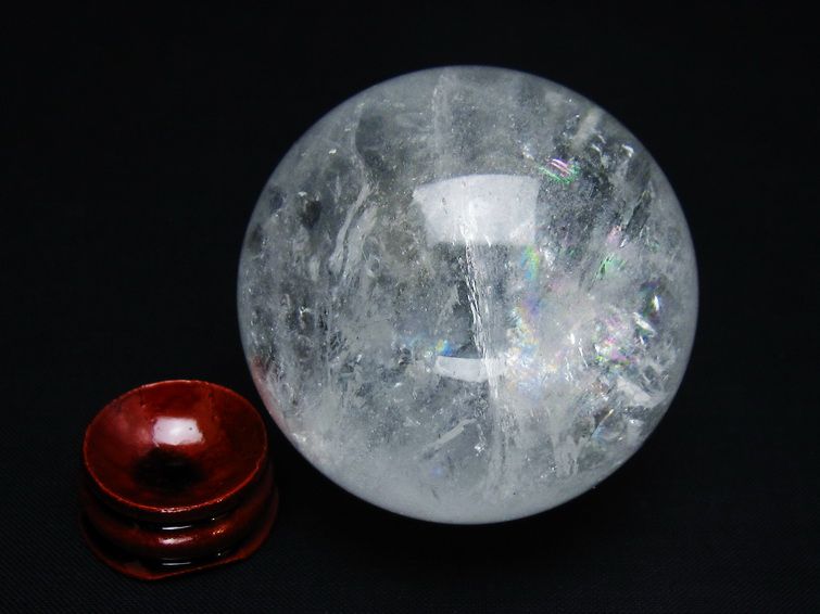 水晶 丸玉 虹入り 56mm スフィア 置物 水晶玉 一点物 151-8702 【sold out】