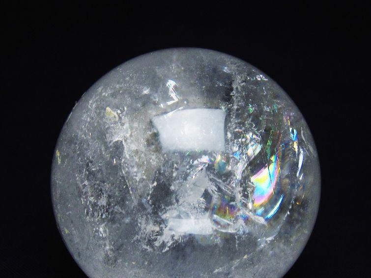水晶 丸玉 虹入り 56mm スフィア 置物 水晶玉 一点物 151-8703 【sold out】