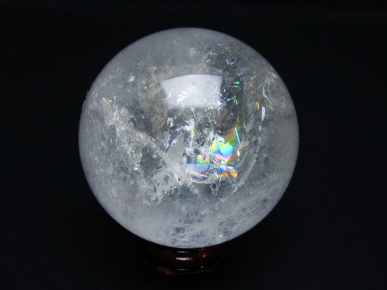 水晶 丸玉 虹入り 56mm スフィア 置物 水晶玉 一点物 151-8703 【sold out】
