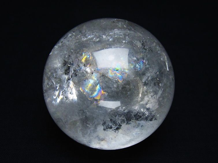 水晶 丸玉 虹入り 57mm スフィア 置物 水晶玉 一点物 151-8704 【sold out】