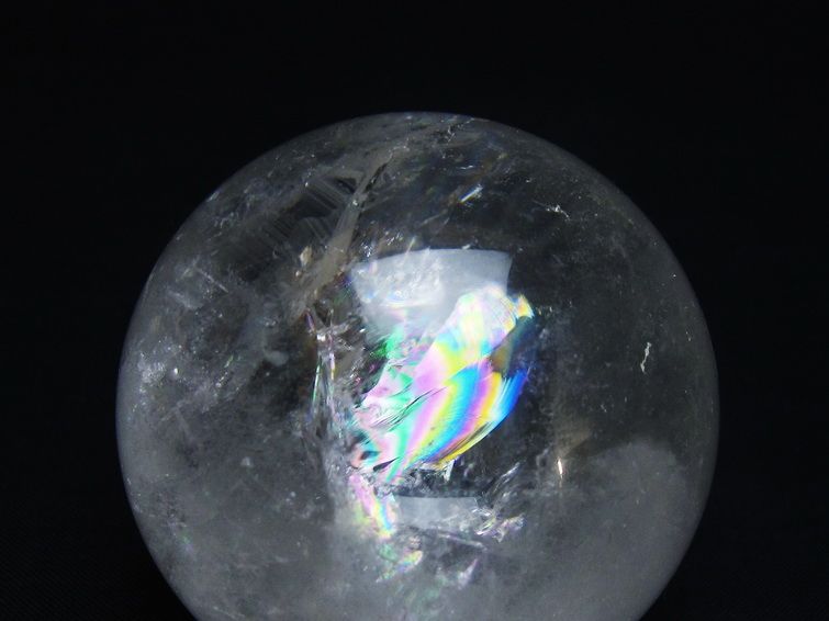 水晶 丸玉 虹入り 59mm スフィア 置物 水晶玉 一点物 151-8705