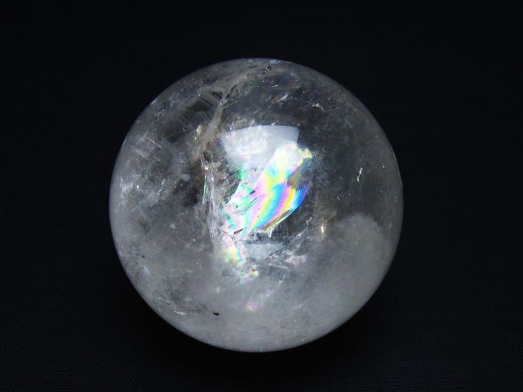 水晶 丸玉 虹入り 59mm スフィア 置物 水晶玉 一点物 151-8705 [sold out]