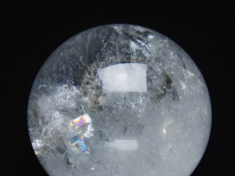 水晶 丸玉 虹入り 60mm スフィア 置物 水晶玉 一点物 151-8707