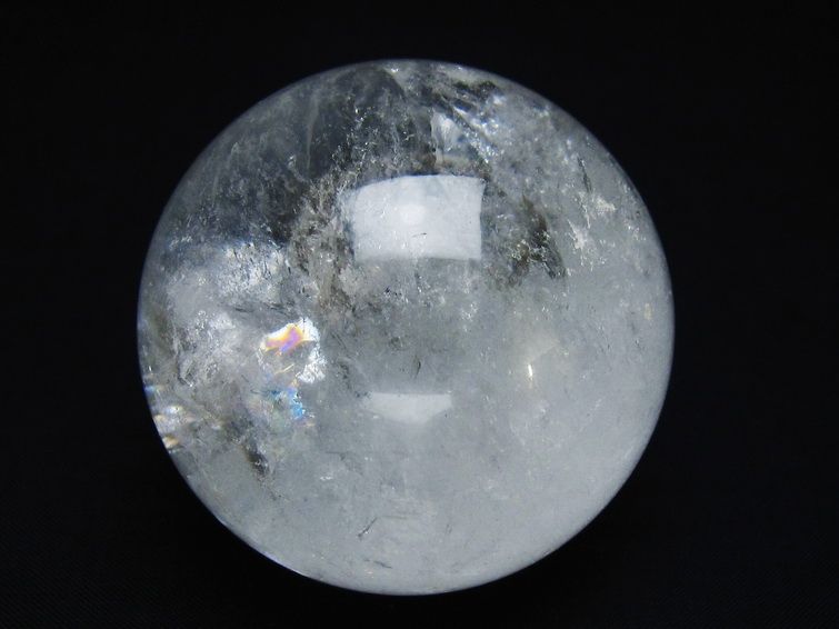 水晶 丸玉 虹入り 60mm スフィア 置物 水晶玉 一点物 151-8707