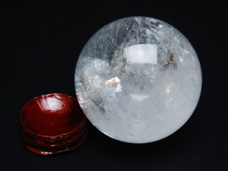 水晶 丸玉 虹入り 60mm スフィア 置物 水晶玉 一点物 151-8707