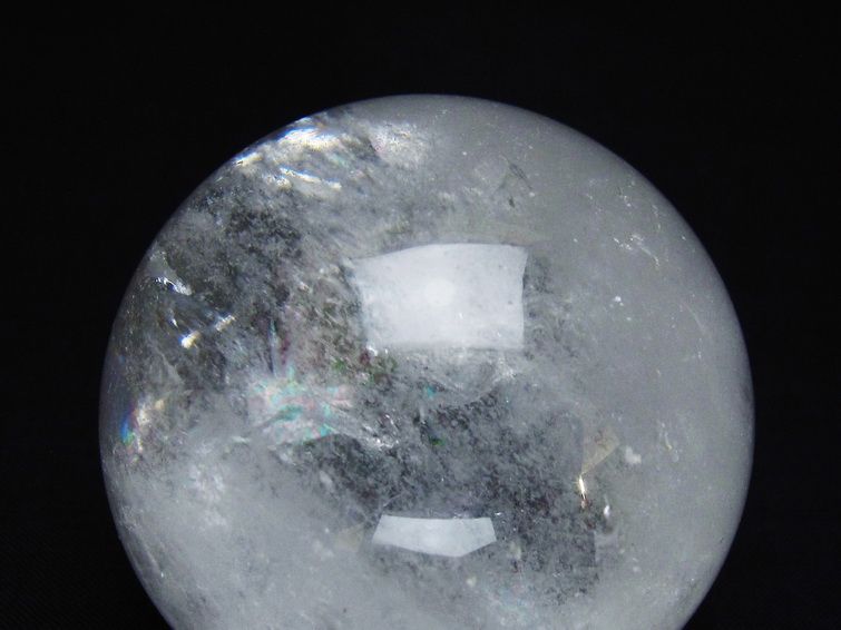水晶 丸玉 虹入り 60mm スフィア 置物 水晶玉 一点物 151-8708