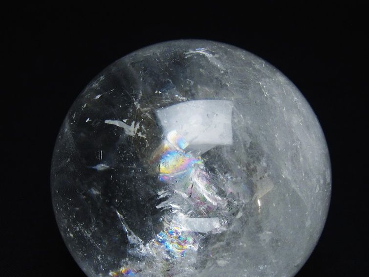 水晶 丸玉 虹入り 64mm スフィア 置物 水晶玉 一点物 151-8709